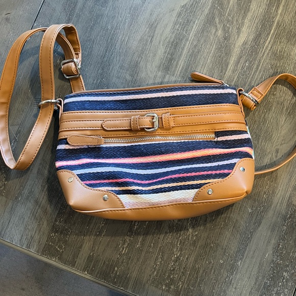 Handbags - Multicolor canvas textured crossbody purse, adjustable strap, lots of pockets